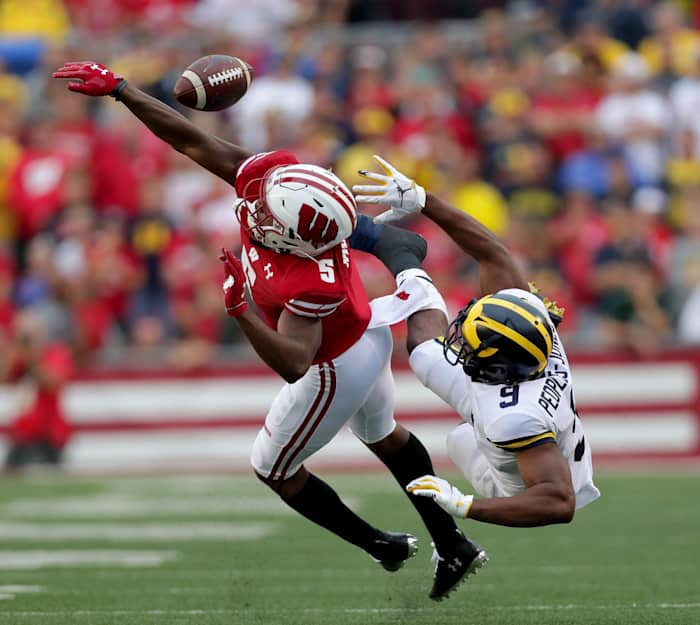 The Bills on Saturday drafted Wisconsin's Rachad Wildgoose (left) in the sixth round.